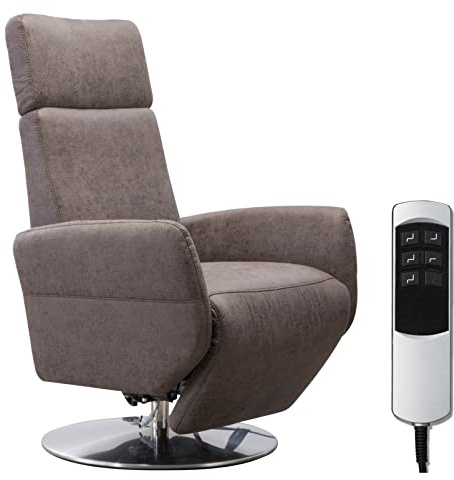 Cavadore TV-Sessel Cobra mit 2 E-Motoren / Elektrischer Fernsehsessel mit Fernbedienung / Relaxfunktion, Liegefunktion / Ergonomie L / Belastbar bis 130 kg / 71 x 112 x 82 / Lederoptik Dunkelbraun