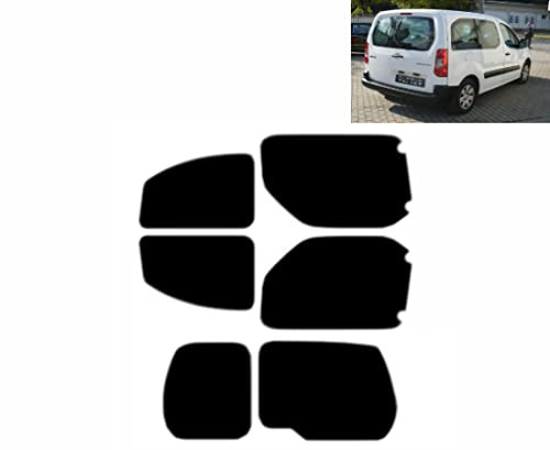 Passgenaue Tönungsfolie für-Citroen Berlingo 5-Türen 2008-2018 Heck/Seitenscheiben (05% Tiefschwarz)