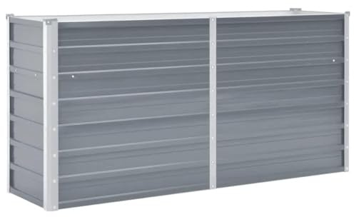 vidaXL Huerto Elevado de Acero Galvanizado 160x40x77 cm, Gris, Jardinera con Fondo Abierto, Resistente y Duradera, para Vegetales, Hierbas y Jardín