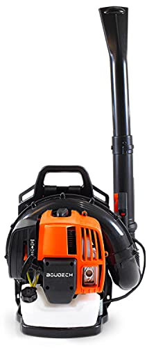 BOUDECH Soffiatore a Zaino 2 Tempi 52cc 1.5Kw Semi-Professionale con schienale ergonomico con tracolle imbottite e molle antivibranti Max-Comfort e velocità di soffiaggio foglie fino a 280Km/h