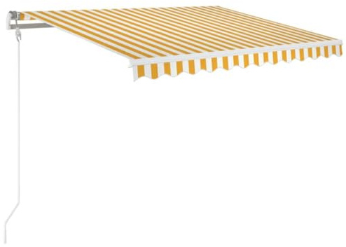 vidaXL Gelenkarmmarkise Automatisch Markise Sonnenmarkise Balkonmarkise Sonnenschutz Sichtschutz Terrasse Garten Balkon 350x250cm Gelb Weiß