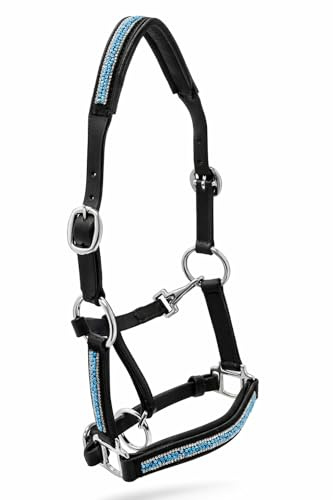 Kelly Lederhalfter Halfter Leder Minishetty Mini Shetty Minipony Fallabella Schwarz Braun Türkis Hellblau Perlen Glitzer Tysons (Shetty, Schwarz)