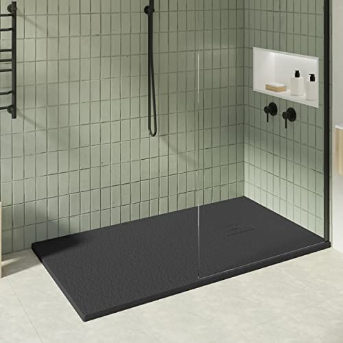 KOES - Plato de Ducha de Resina Modelo OBI – 80x100 – Negro RAL 9005