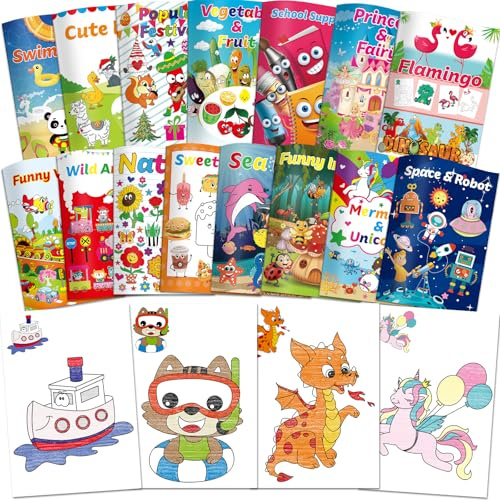 Kalysky 15 Libros para colorear para niños Edades 2-8, Favores de la fiesta de los niños Premios de Carnaval Goodie Bolsa Stuffer, Suministros de actividad en el aula, Libros de actividad para niños