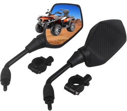 Motorcycle Mirrors，HKOO Universal Hawk-eye Motorcycle Convex Rear View Mirror - with 10mm Bolt, Handle Bar Mount Clamp Compatible with Cruiser, Suzuki, Honda, Victory and More