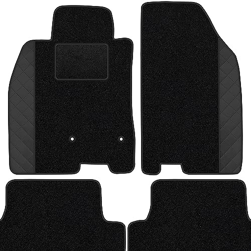 moto-MOLTICO Fußmatten Auto Velours Autoteppiche Schwarz Automatten | Set 4-teilig - Auffälliges Design - passend für Renault Kangoo III ab 2021 5 Personen (Schwarzes Muster)