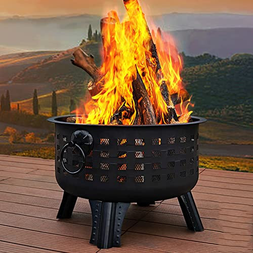Yufenj Selections Braciere da Esterno con griglia per Barbecue, Protezione di Sicurezza e Poker, braciere da Interno con griglia, Grande braciere da Giardino da 69 cm, braciere Portatile da Esterno