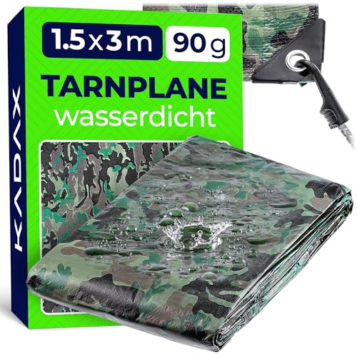 KADAX Abdeckplane Moro, Gewebeplane in verschiedenen Größen, Schutzplane aus robusten Material, strapazierfähige Abdeckung mit Ösen, Plane für Pool (1,5m x 3m)