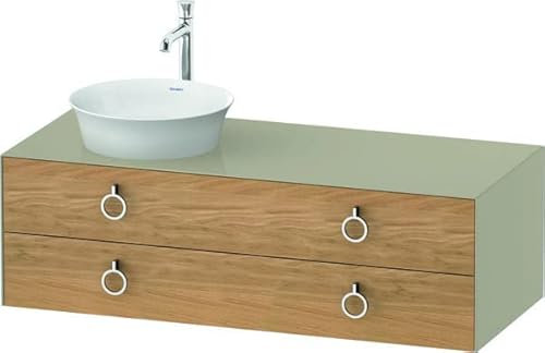 Duravit White Tulip, Waschtischunterbau wandhängend, Breite 1300 x Tiefe 550mm, mit 2 Schubkästen, mit Griff, WT4992LH5H3, Farbe: Natur