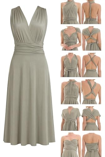 Juvell Infinity-Kleid kurz - Brautjungfernkleider Midi - Infinity Dress - Hochzeit - Elegantes Cocktailkleid-Abendkleid-Abschlussball - 1100 (40-44, Hellgrün)