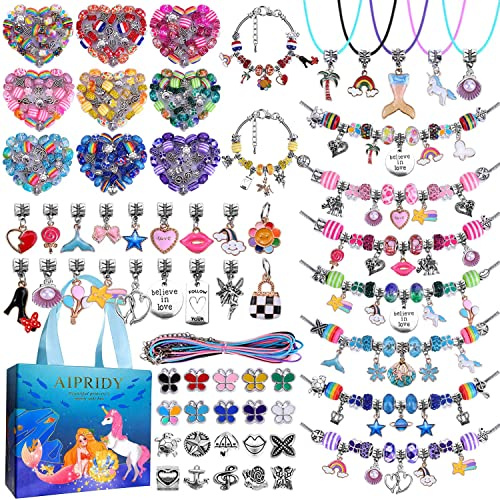 Einhorn Meerjungfrau Geschenke für Mädchen, Schmuck Basteln, Einschulung Bastelset Armbänder Selber Machen Spielzeug, Geschenke 5-12 Jahre (150 Stücke Aqua)