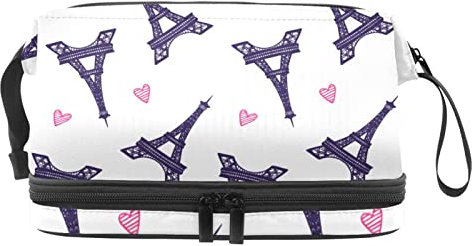 Trousse de Maquillage pour Femme Trousse cosmétique,Tour Eiffel Vintage Floral,Sac Organisateur cosmétique Sac de Maquillage de Voyage Portable