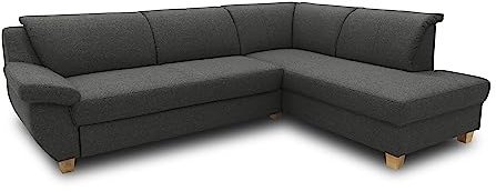 DOMO. collection Ecksofa Panama, klassisches Ecksofa in L-Form rechts, Eckcouch, Sofa Couch, Ecke 254 x 186 x 80 cm (BxTxH), anthrazit
