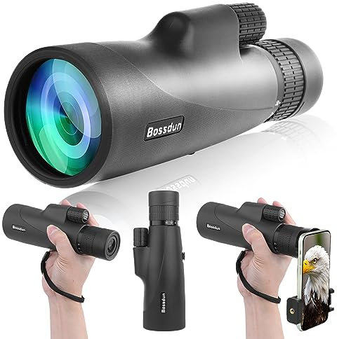 Telescopio Monoculare 10-30x50 per Adulti, Cannocchiale Monoculare HD Impermeabile con Smartphone per Birdwatching, Escursionismo, Caccia, Campeggio, Viaggi (black)