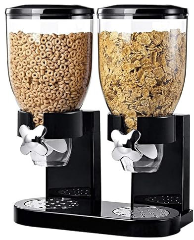 Yuehuamech Double distributeur de céréales pour aliments secs - Distributeur de riz - Bouteilles de stockage pour aliments en vrac, céréales, avoine, noix, riz, bonbons, croustillants et frais