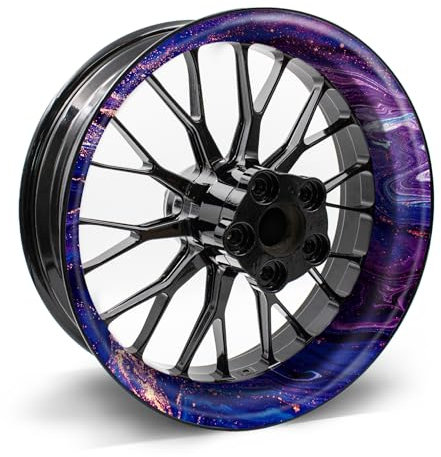 4-teiliges Felgenbettaufkleber Set für 17 Zoll Felgen Komplett Dekor Folie für Motorrad Felgenrandaufkleber selbstklebend wasserfest uv-beständig MR021 (06-02 Marmor Lila)