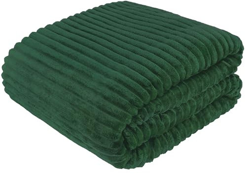 Cotton Market Kuscheldecke 170 x 210 cm Geprägte Tagesdecke Flauschige Sofadecke Überwurf Weiche Warme Decke mit Streifen-Prägung Gemütlich Pflegeleicht