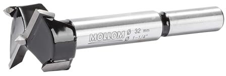 Mollom 32mm (1-1/4) Forstnerbohrer mit langlebiger YG8 Hartmetall-Dicke von 2,0mm für präzise Holzbearbeitung. Ideal für Hartholz, Kunststoff und Sperrholz