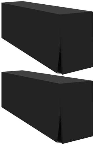 YMHPRIDE 2er-Set Biertischhussen, schwarz Biertischhusse für Bierzeltgarnitur, 50 cm Tischbreite, Bierzeltgarnituren 220 x 50cm für Gartenbankett-Gartenmöbel.