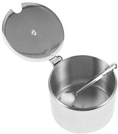 Gatuida Sugar Bowl with Lid and Spoon: Stainless Steel Sugar Jar with Lid Sugar Pot Sugar Container Sugar Holder for Home, Kitchen, Hotel and Cafes