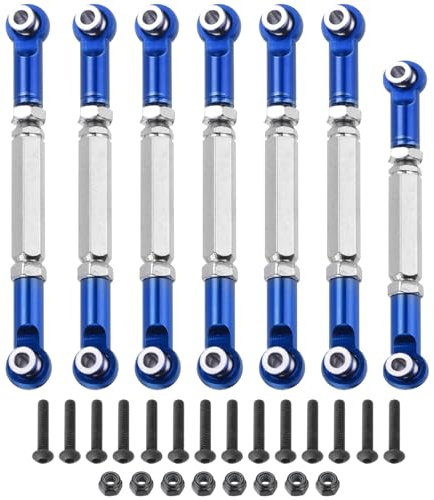 sourcing map Adjustable Turnbuckles Camber Link Linkages Aluminum Alloy RC Car Steering Pull Rod Servo Linkages Tie Rod for 2WD 1/10 RC Car Crawler（Dark Blue）