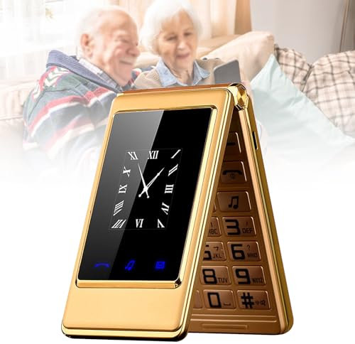 Telefoni Cellulari di Base per Anziani e Bambini, Telefoni Stupidi Sbloccati, Telefoni Cellulari Senza Internet - con Pulsanti Grandi, MP3, MP4, Fotocamera, Torcia Elettrica, SOS,Gold