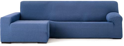 ECOMMERC3 | Copridivano Chaiselongue Braccio Lungo Sinistra Super Elastico Bielastico - Copridivano Chaiselong Colore Blu con Schiume di Tenuta e Gomme di Valida Regolazione Destra o Sinistra
