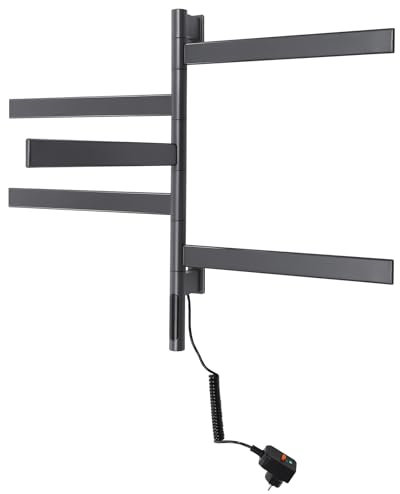 Rotierender Handtuchhalter, Elektrischer Handtuchwärmer, Elektrischer Handtuchtrockner mit 180°-Drehung für Häuser, Bäder, Küchen, Balkone, Hotels (Gray)