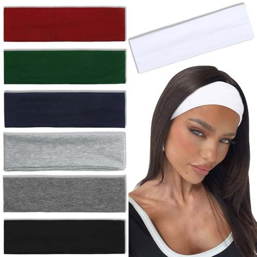 Nayyana 7 Stück Stirnbänder für Damen, rutschfest, trendige Damen-Haarreifen, elastische Haarbänder, Haar, Workout, Schweiß, weiches