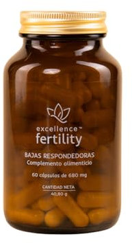 Excellence Bajas Respondedoras - Suplemento nutricional para la fertilidad femenina - Folato, Resveratrol, Minerales y Antioxidantes – 60 Cápsulas