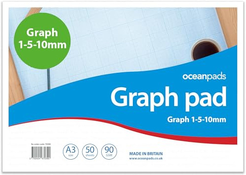 A3 Graph Pad 1-5-10mm Grid – Ocean Pads (70390)