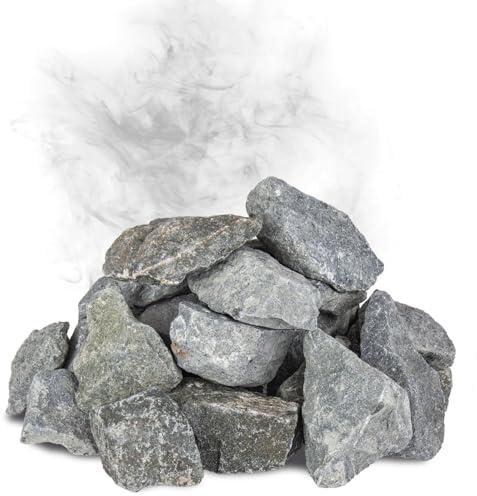 Flameup deutsche Diabas Saunasteine 20 kg, 50-80 mm Aufgusssteine Saunaofen | vorgewaschen, handverlesen, schadstofffrei, Saunazubehör für alle Arten von Sauna