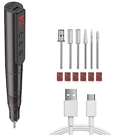 YQVEOT Fresa per Unghie, Trapano Elettrico for Unghie 35000 RPM for Smalto Gel for Unghie in Acrilico, Accessori e Strumenti for Unghie for tornio Professionale con Casa e Salone Usare(Noir)