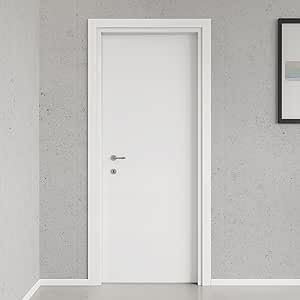 WOODiy | Porta a Battente da Interno in Legno Massello | Porta a Filo Muro | Materiali di alta qualità | Made in Italy | Finitura: FANCY WHITE (Apertura Verso Sinistra, 80x210)