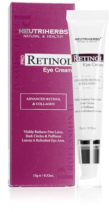 Neutriherbs Anti-Aging Retinol Augencreme, 15G - Koffein Revive Augenserum für Reife Haut - Anti-Falten, Minimiert Linien und Augenringe - Mit Kollagen und Peptid Komplex für Straffe Haut Faltenpflege
