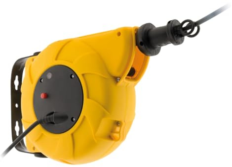 Zenitech - Enrollador de Cable Eléctrico de Pared Schuko - 11m Cable HO5VV-F 3G1,5mm², Giro 180°, Fijación Incluida, Potencia 2300W Desenrrollado, Recogida Automática