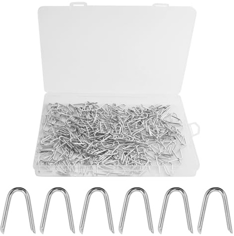 315 st Silver U-Typ naglar, krampor, stålkrampor, staketskrampor, krampnagel, staketsnät U-klammer nagel, förzinkade fästningsnaglar för nät, staket, maskininhägnad, staketsstängsel