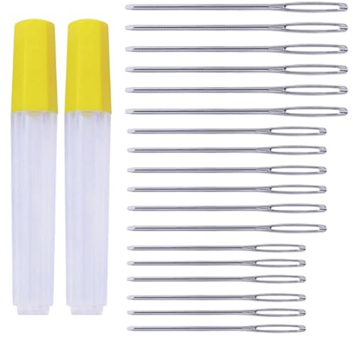 BEPSYOM 18 Stück Stopfnadeln Sticknadeln 3 Größen mit Großem Öhr, Großäugige Stumpfe Nadeln, Große Nähen Nadel für Wolle, Hand Nähen Leder Handwerk (5.3cm, 6cm, 7cm)