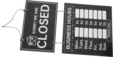 SEWOART Cartel Horario Doble Cara para Negocios Resistente y Multiusos Señal Colgante y Cerrada para Tienda y Restaurante Fácil Instalación con Cuerda Diseño Visible y Duradero