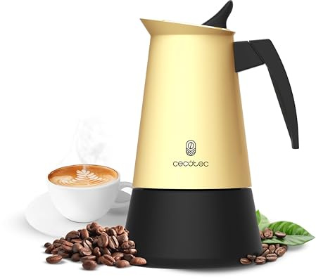 Cecotec Caffettiera Moka Express Piccolina 200 Beige. 100ml, 2 Tazze di Caffè, Acciaio Inox, Adatta Tutte le Superfici, Filtro Premium, Valvola di Sicurezza, Manico Termoresistente, Design Elegante