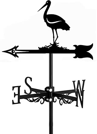 Girouette décorative en Forme d'oiseau Volant et d'animal Domestique, décoration de Jardin, Toit extérieur, girouette, Indiquant la Direction du Vent, Outils de Mesure, Colibri (Cigogne)