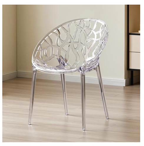 Acrylic Stacking Dining Chairs – Modern Clear Vanity Chair for Restaurant & Kitchen, Oval Shaped Space-Saving Event Chair, Stylish & Functional (Style-1)