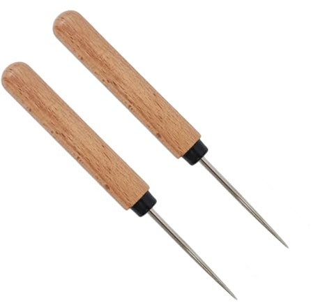 Punteruolo in pelle, con manico in legno, punteruolo per lavori artigianali in pelle, per progetti fatti a mano, principianti, professionisti, donne e adulti, per la casa e l'arte, per studio di
