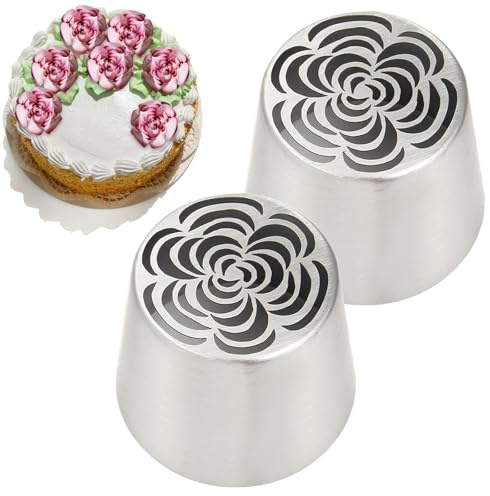 sac a poche 2 beccucci russi extra large, set di ugelli for fiori in acciaio inossidabile, beccucci for glassa a forma di rosa e fiori for cupcake, biscotti professionali