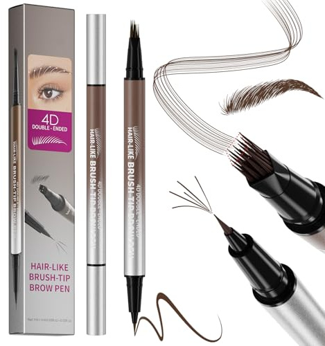 Augenbrauenstift 2 in 1 wasserfest, Präzisionsstift mit Pinsel für natürliche Härchenzeichnung, wischfeste & lang anhaltende Formel, ideal für AnfängerMagischer (Dark Brown)