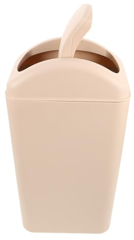 FONDOTIN Cubo de Basura Plástico 8 Litros con Tapa Abatible Rotatoria, Diseño Delgado para Espacios Estrechos, Bote de Basura Pequeño para Baño y Cocina, Ahorro de Espacio y Control
