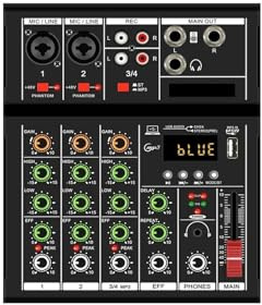 DJ-Controller, 4 kanal MINI Mixer Professionelle Digital Mixer Dj Konsole Mit USB Tragbare Mixer for Live Mischen Singen(Noir)