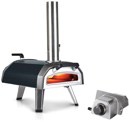 Ooni Karu 2 Set con Bruciatore a Gas Incluso, Forno Pizza Portatile Multicombustibile da Esterno, Compatibile con Legna, Carbonella e Propano
