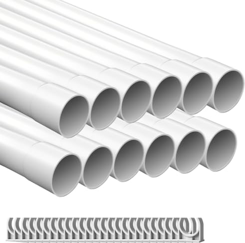Gaine Electrique,Tube PVC Rigide 25mm(M25),12m Conduit de Câble avec 25 Serre-Câbles,Difficilement Inflammable,Tube D'installation pour Montage en Saillie
