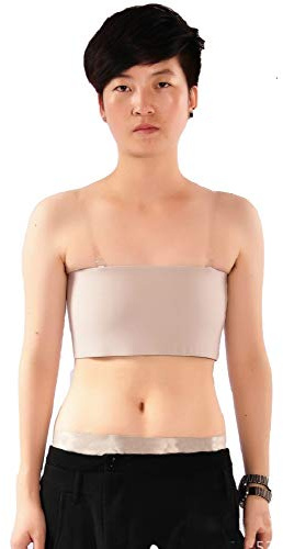 BaronHong Cosplay kvinnor trans lesbiska tomboy gummiband strapless top bröstbindemedel bröst wrap, GRÅ, L